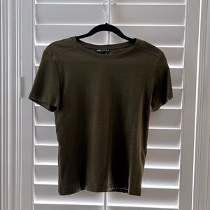 Zara Green Short Sleeve Tee Slim Fit